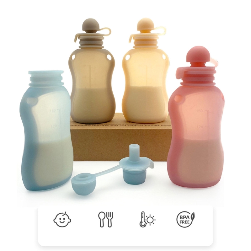 Baby Food Reusable Pouches - كيس سيليكون الحليب كونجي منظم مانع