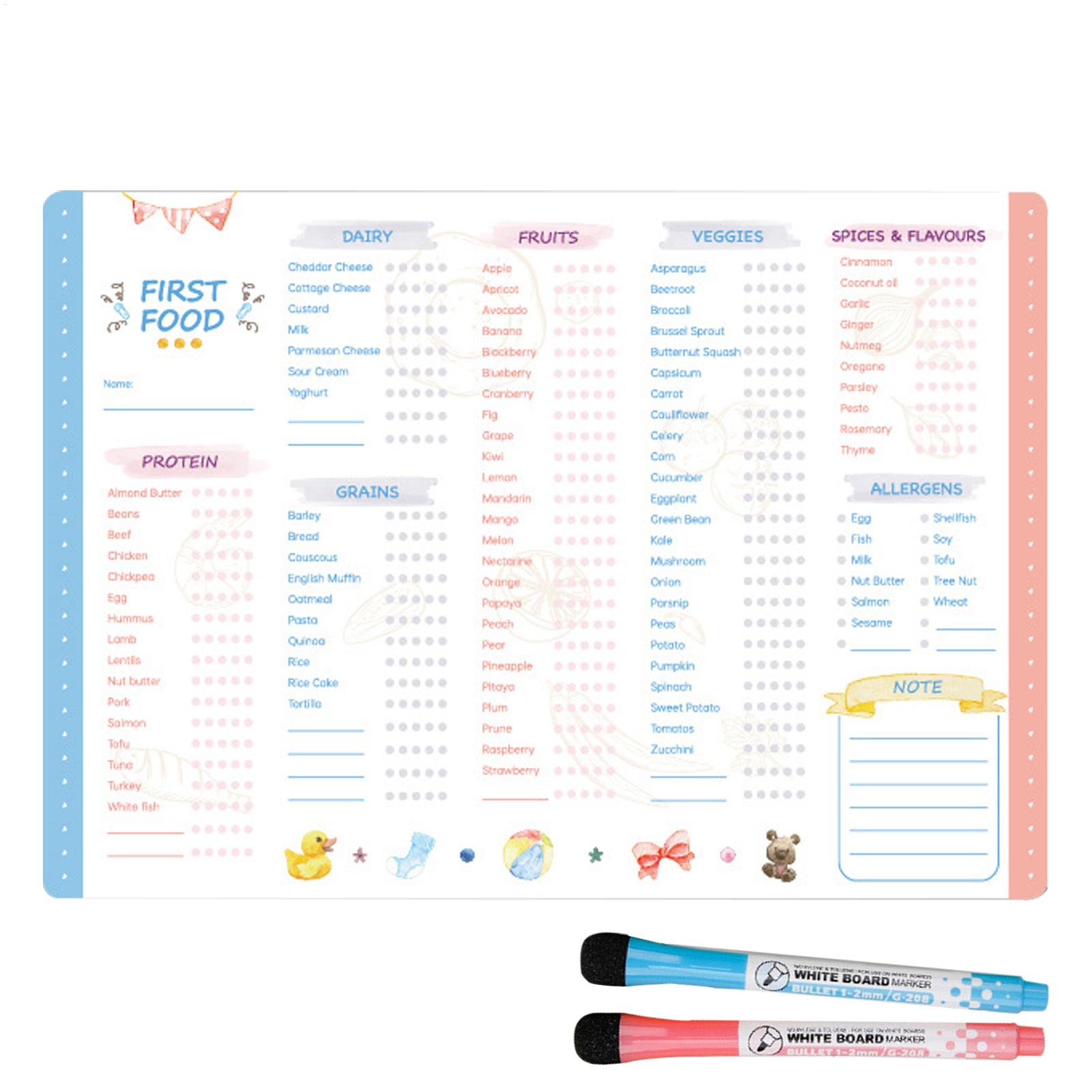 Baby Food Tracker - قائمة مراجعة الأطعمة الأولى القابلة لإعادة