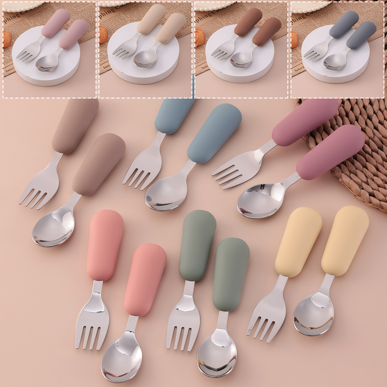 لون الاطفال 2 قطعة شوكة من الف - مراجعة Baby Food Utensil وسعره